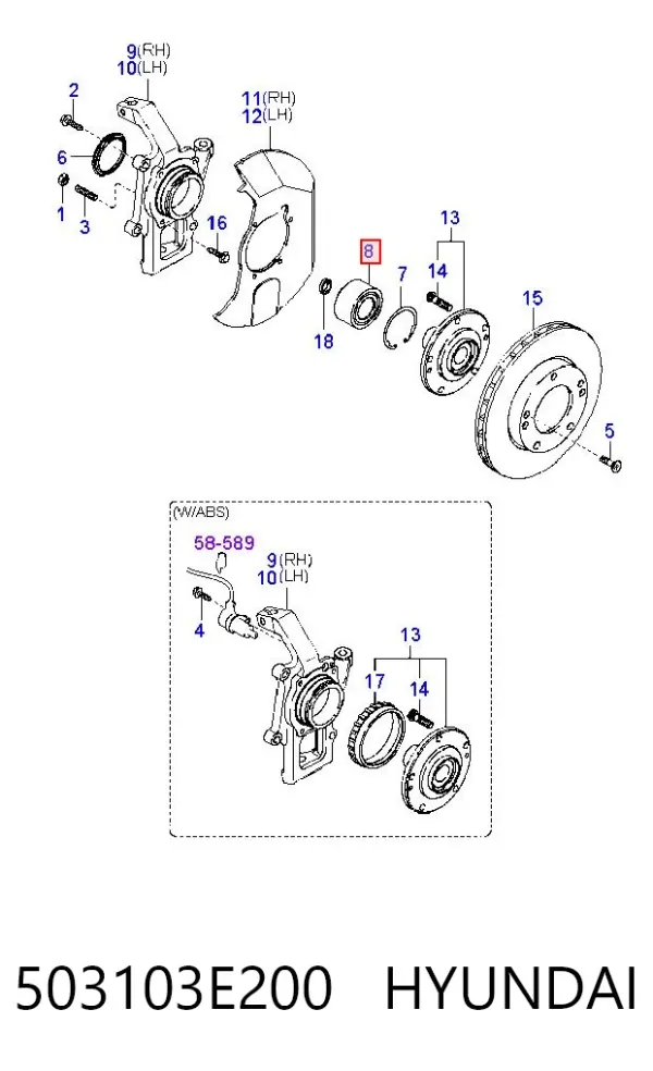 Подшипник ступицы 503103E200 Hyundai/Kia