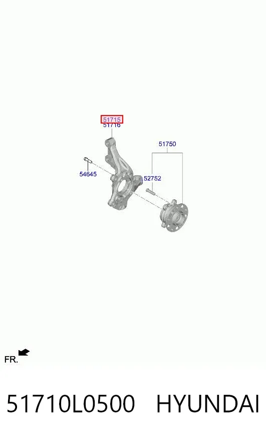 Цапфа передняя левая 51710L0500 Hyundai/Kia