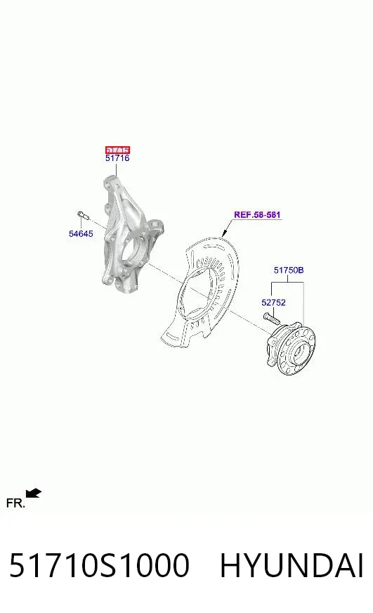 Цапфа передняя левая 51710S1000 Hyundai/Kia