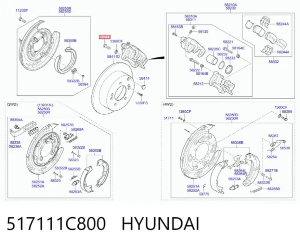 Цапфа передняя правая 517111C800 Hyundai/Kia