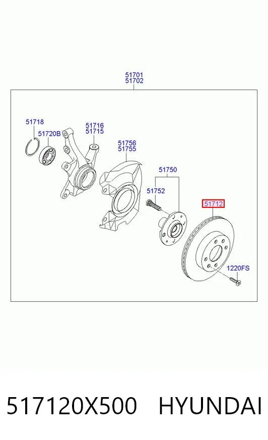 Передние тормозные диски 517120X500 Hyundai/Kia