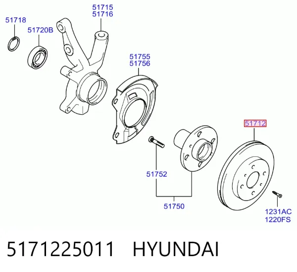Передние тормозные диски 5171225011 Hyundai/Kia
