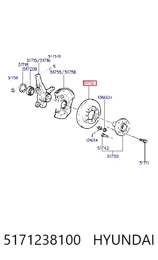 Передние тормозные диски 5171238100 Hyundai/Kia