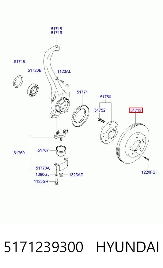 Передние тормозные диски 5171239300 Hyundai/Kia