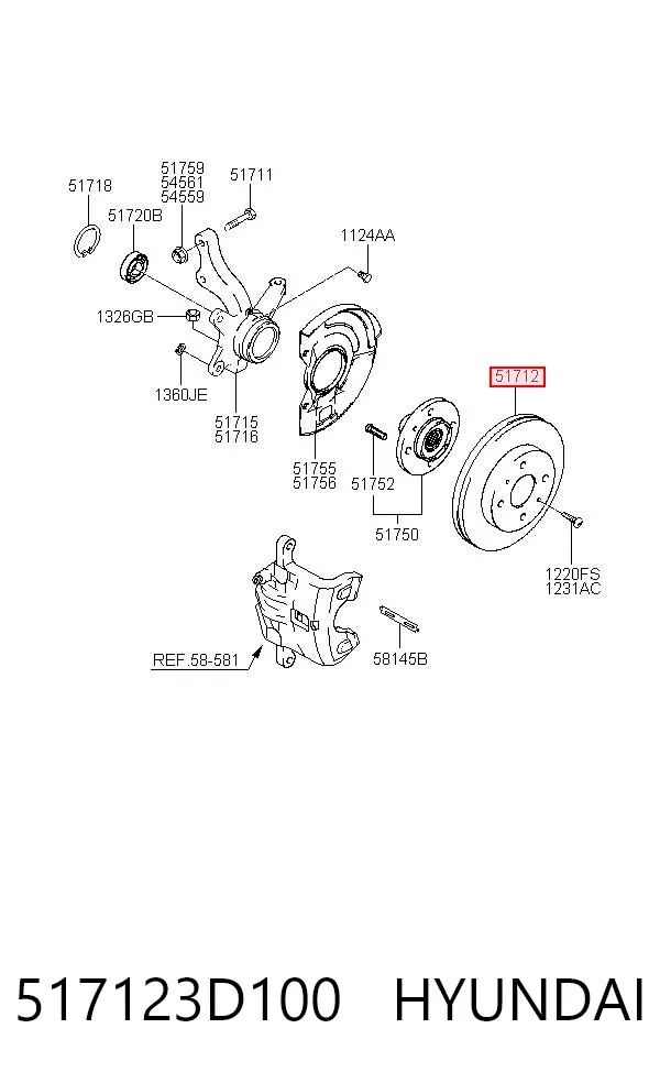 Передние тормозные диски 517123D100 Hyundai/Kia