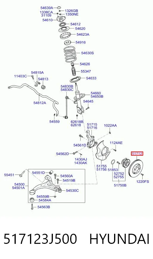 Передние тормозные диски 517123J500 Hyundai/Kia