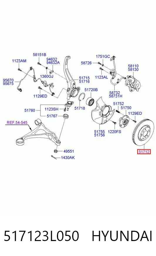 Передние тормозные диски 517123L050 Hyundai/Kia