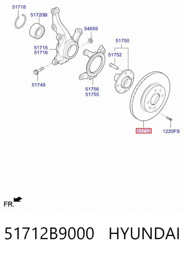 Передние тормозные диски 51712B9000 Hyundai/Kia