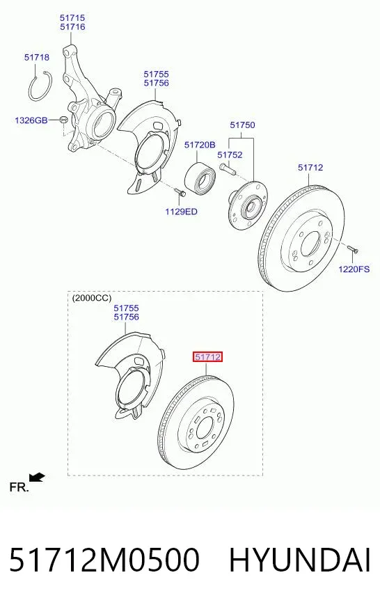 Передние тормозные диски 51712M0500 Hyundai/Kia