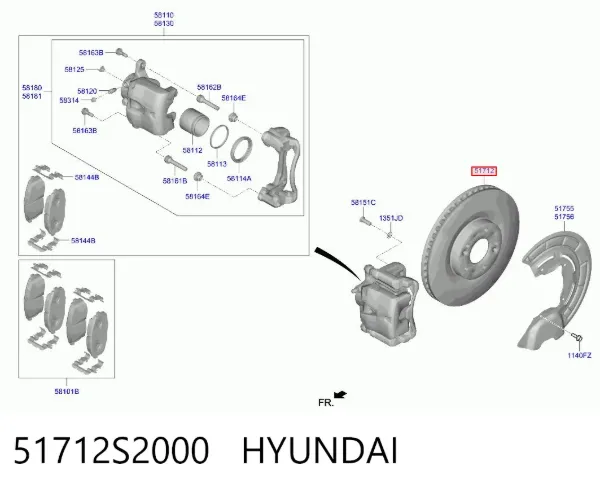 Передние тормозные диски 51712S2000 Hyundai/Kia