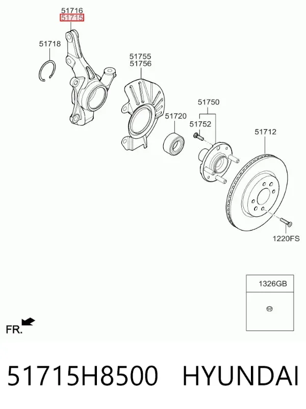 Цапфа передняя левая 51715H8500 Hyundai/Kia