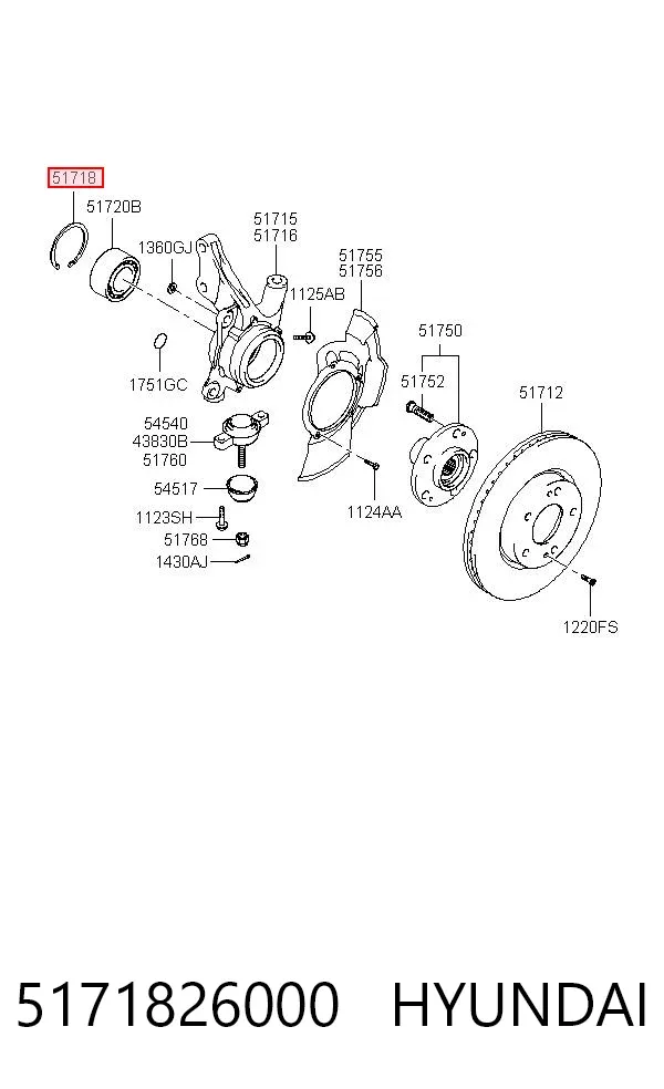 Кольцо стопорное подшипника передней ступицы 5171826000 Hyundai/Kia