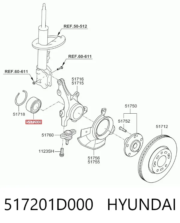 Подшипник ступицы 517201D000 Hyundai/Kia