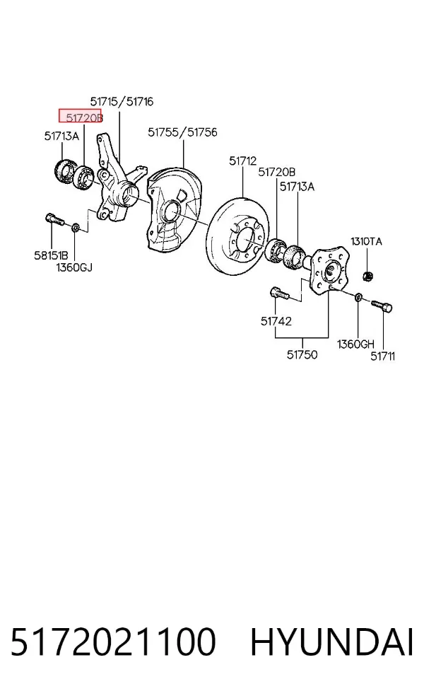 Подшипник ступицы 5172021100 Hyundai/Kia