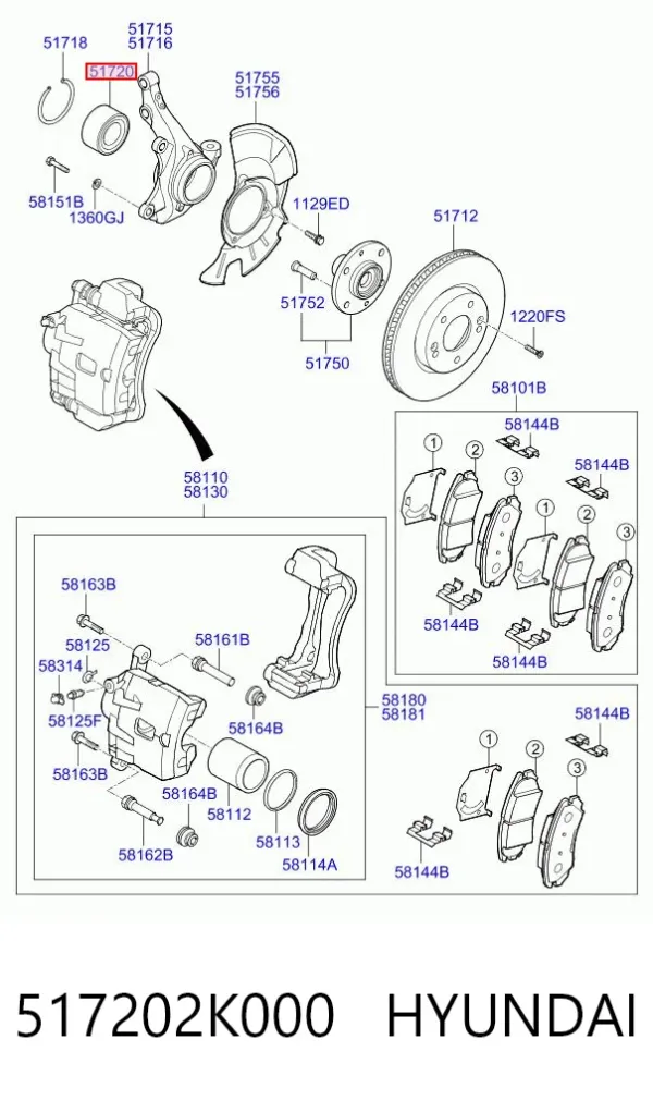 Подшипник ступицы 517202K000 Hyundai/Kia