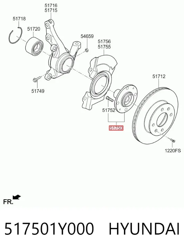 Передняя ступица 517501Y000 Hyundai/Kia