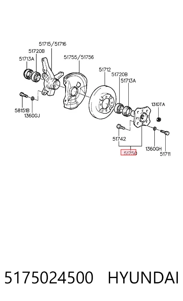 Передняя ступица 5175024500 Hyundai/Kia