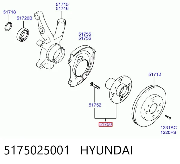 Передняя ступица 5175025001 Hyundai/Kia