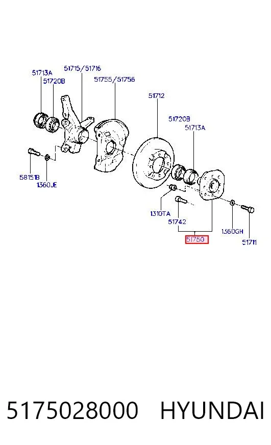 Передняя ступица 5175028000 Hyundai/Kia