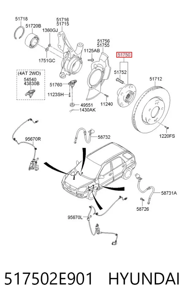 Передняя ступица 517502E901 Hyundai/Kia