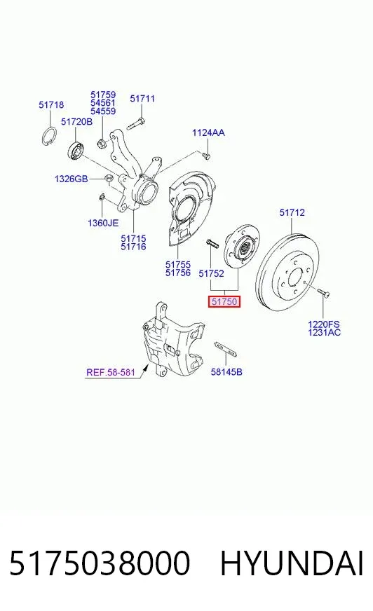 Передняя ступица 5175038000 Hyundai/Kia