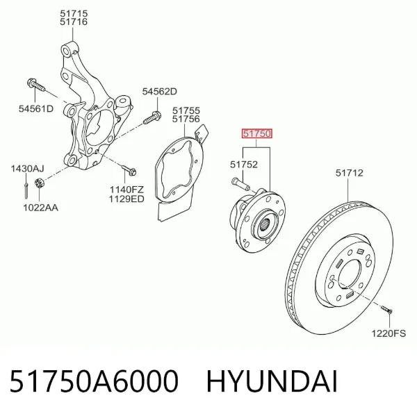 Передняя ступица 51750A6000 Hyundai/Kia