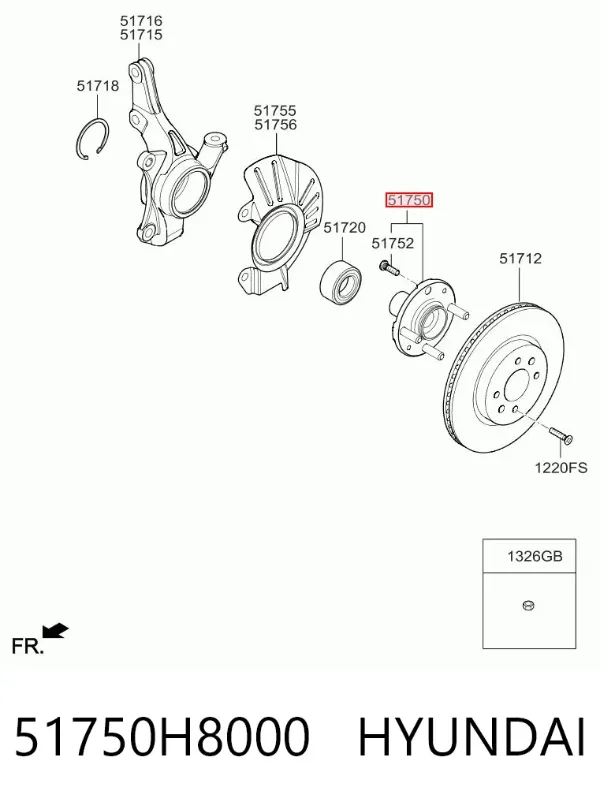 Передняя ступица 51750H8000 Hyundai/Kia
