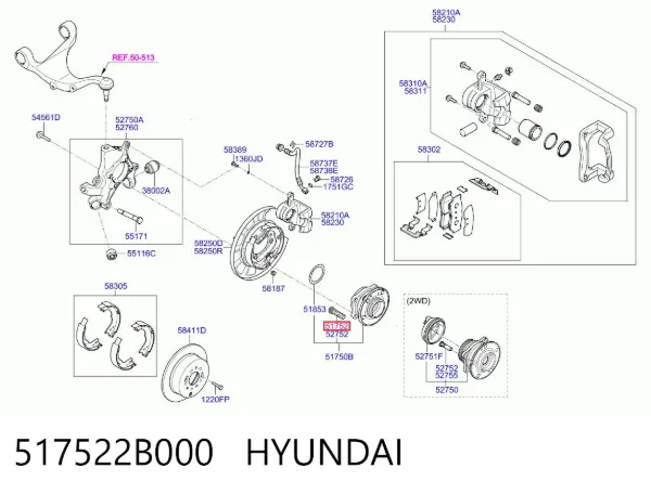 Шпилька колесная 517522B000 Hyundai/Kia