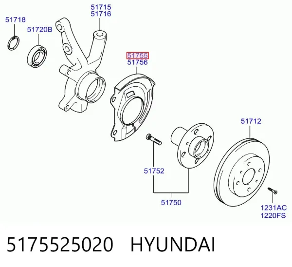 Защита тормозного диска переднего левого 5175525020 Hyundai/Kia
