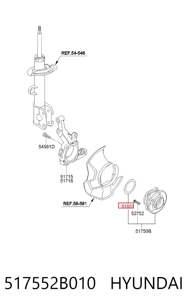 Защита тормозного диска переднего левого 517552B010 Hyundai/Kia