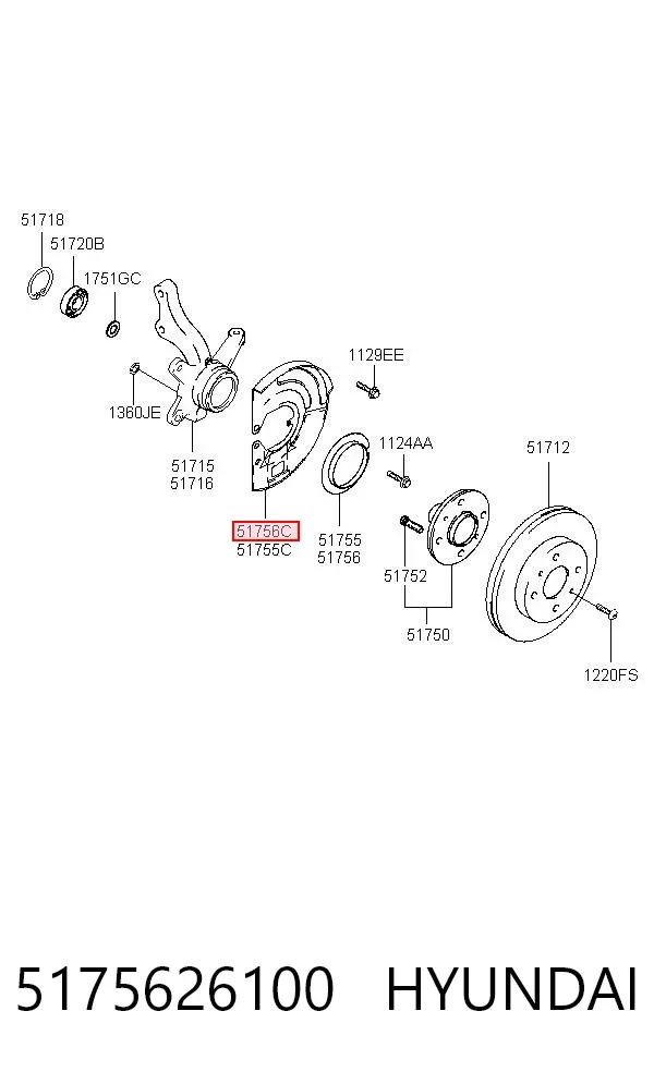 Защита тормозного диска переднего правого 5175626100 Hyundai/Kia