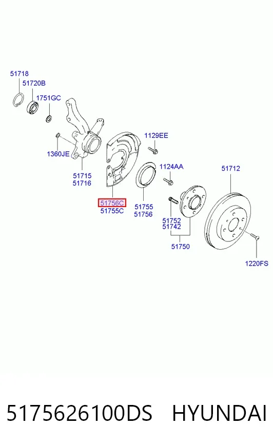 Защита тормозного диска переднего правого 5175626100DS Hyundai/Kia