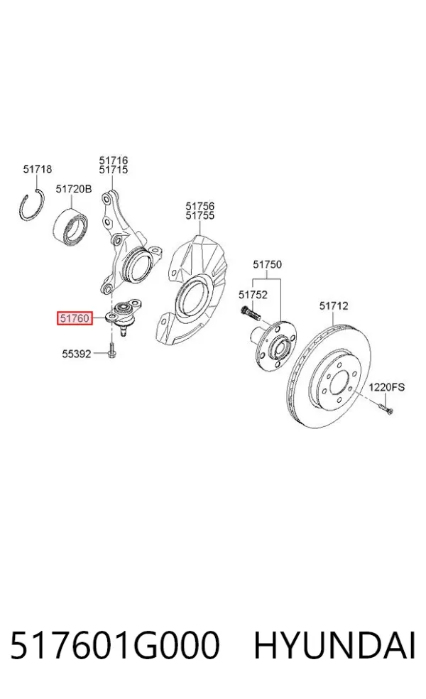 Нижняя шаровая опора 517601G000 Hyundai/Kia