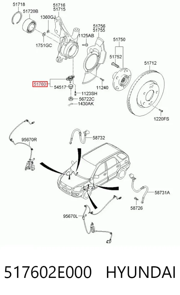 Нижняя шаровая опора 517602E000 Hyundai/Kia