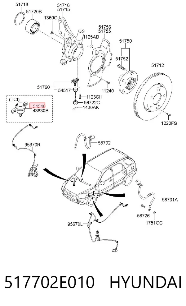 Нижняя шаровая опора 517702E010 Hyundai/Kia