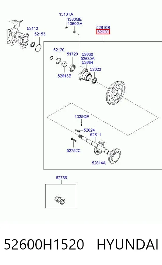 Полуось задняя правая 52600H1520 Hyundai/Kia