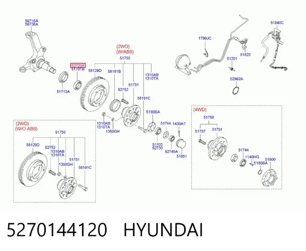 Подшипник ступицы передней внутренний 5270144120 Hyundai/Kia