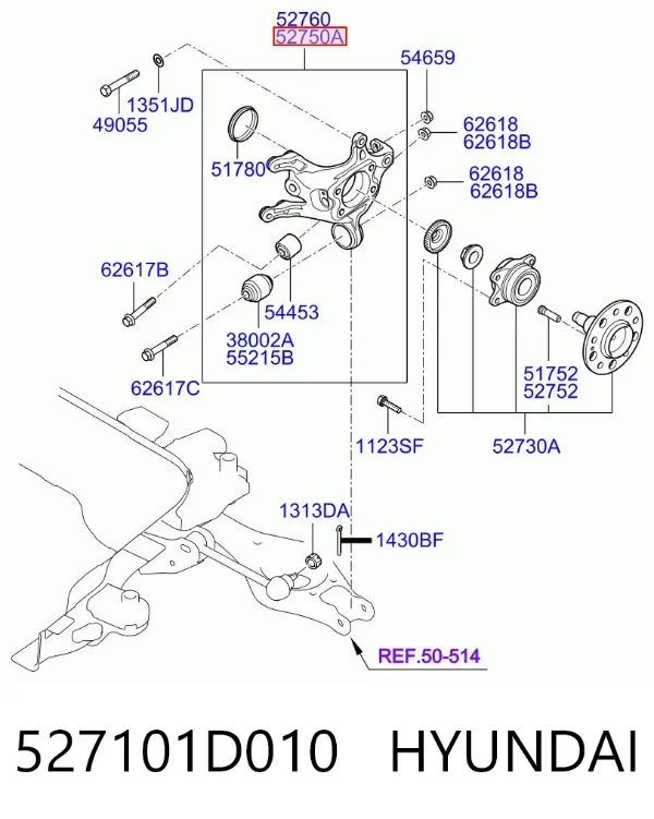 Цапфа задняя левая 527101D010 Hyundai/Kia