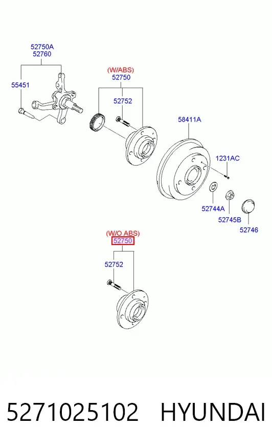 Задняя ступица 5271025102 Hyundai/Kia
