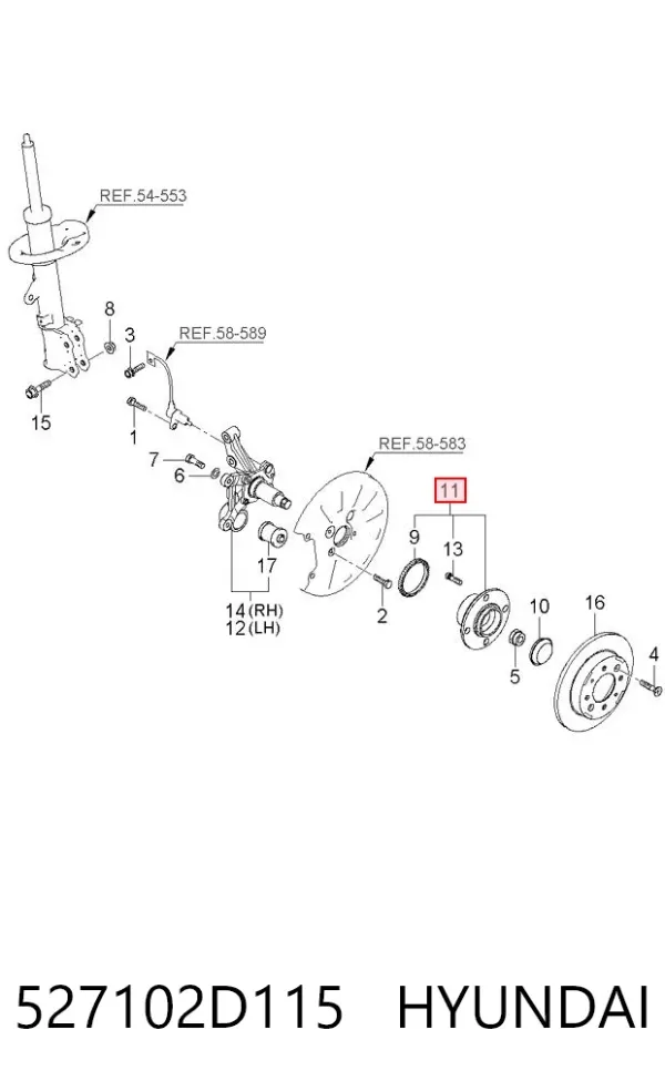 Задняя ступица 527102D115 Hyundai/Kia