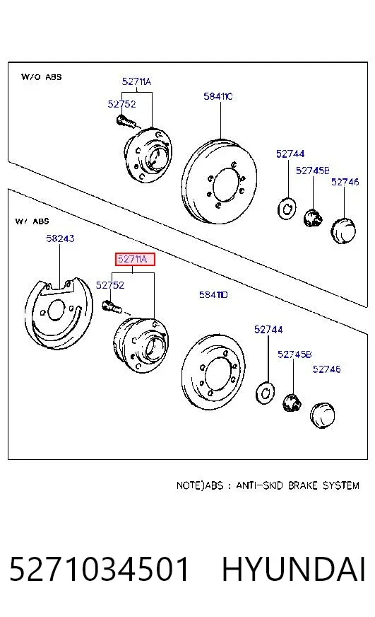 Задняя ступица 5271034501 Hyundai/Kia