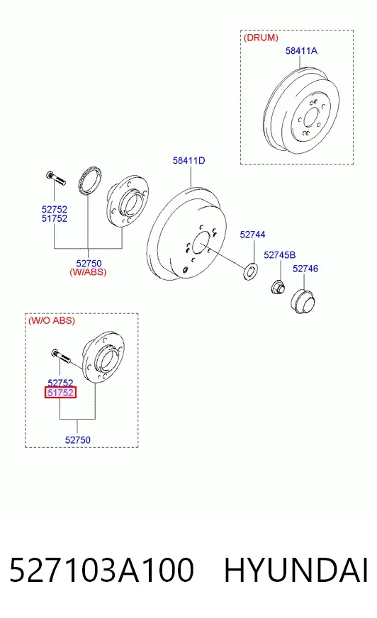 Задняя ступица 527103A100 Hyundai/Kia
