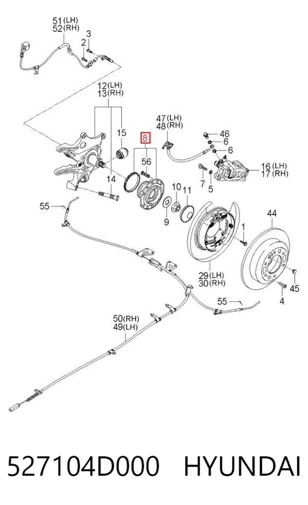 Задняя ступица 527104D000 Hyundai/Kia