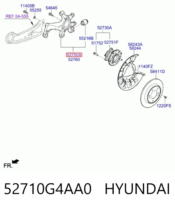 Цапфа задняя левая 52710G4AA0 Hyundai/Kia