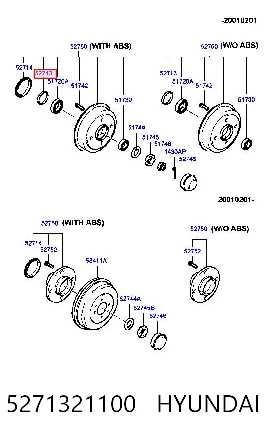 Сальник полуоси заднего моста 5271321100 Hyundai/Kia