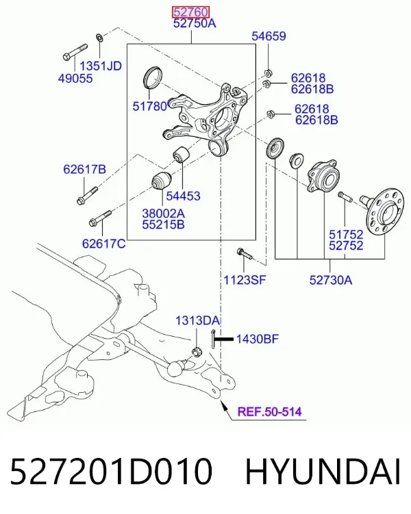 Цапфа задняя правая 527201D010 Hyundai/Kia