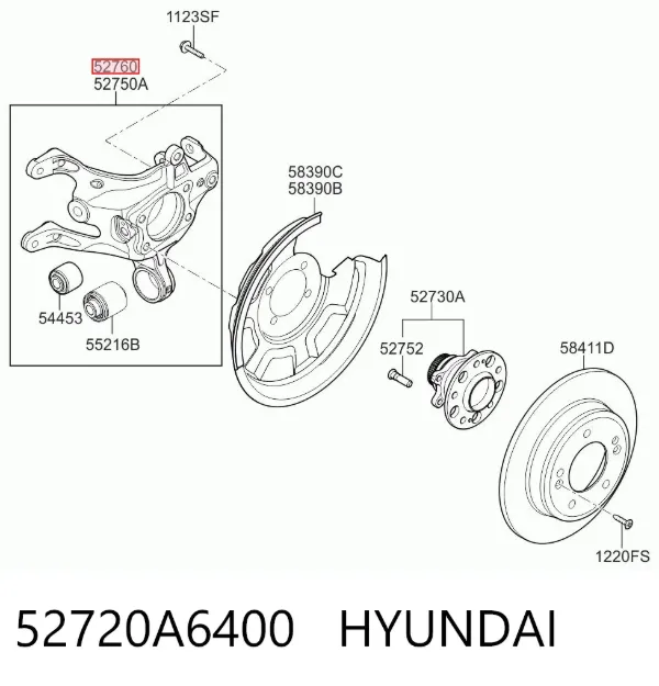 Цапфа задняя правая 52720A6400 Hyundai/Kia