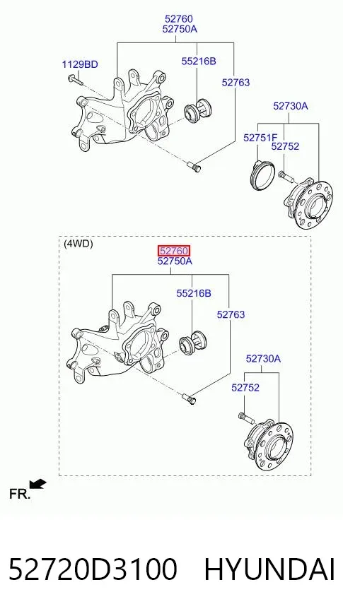 Цапфа задняя правая 52720D3100 Hyundai/Kia