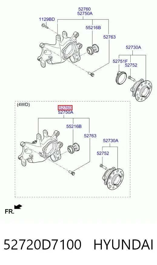 Цапфа задняя правая 52720D7100 Hyundai/Kia