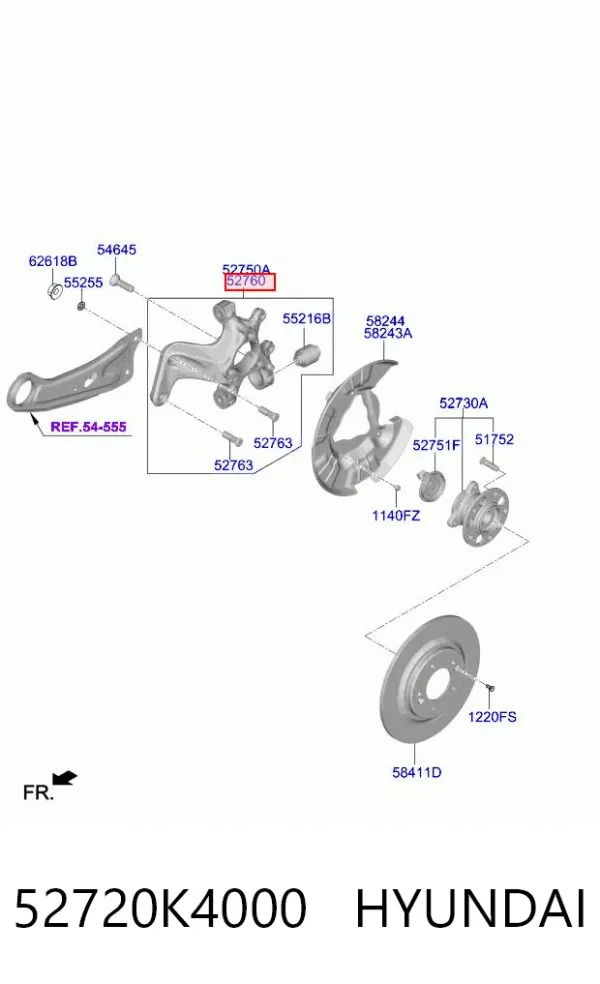 Цапфа задняя правая 52720K4000 Hyundai/Kia